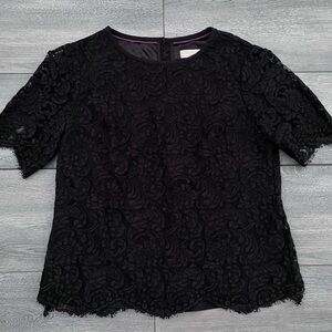 TED BAKER embroidered floral lace sheer top blouse cotton blend size 4 top